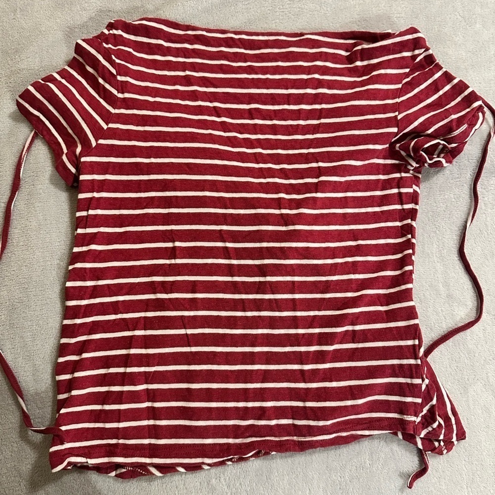 Code x Mode Striped High Low Wrap Style Low Back Women's Top